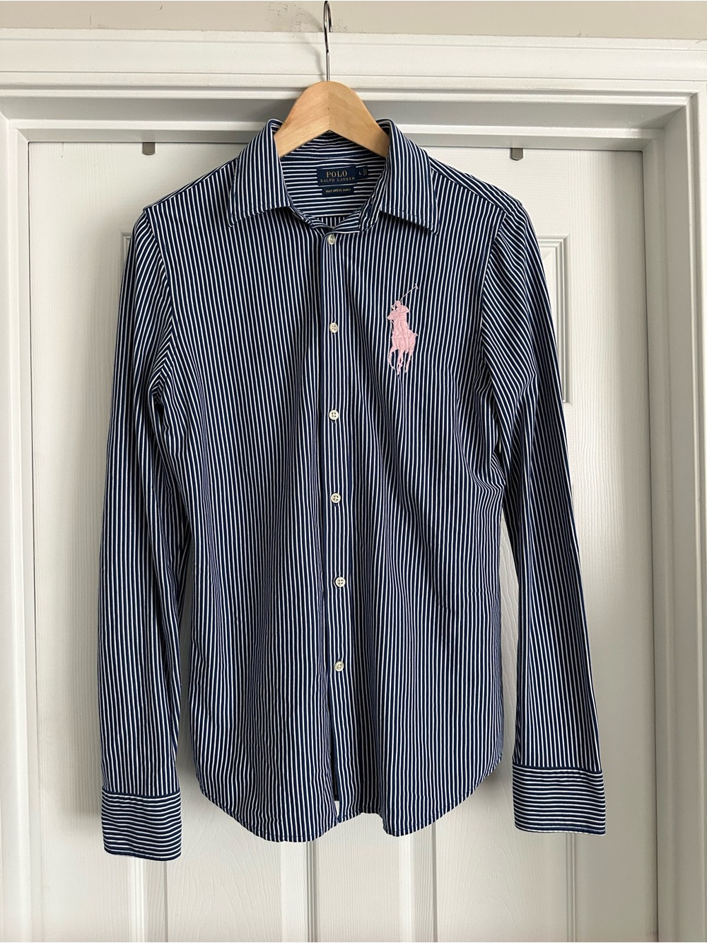 Polo Ralph Lauren Shirt Womens Big Pony Knit Dress Striped Long Sleeve Large